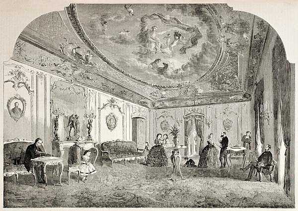 Reception room of the famous French photographer. Original, from drawing of Lancelot, published on L