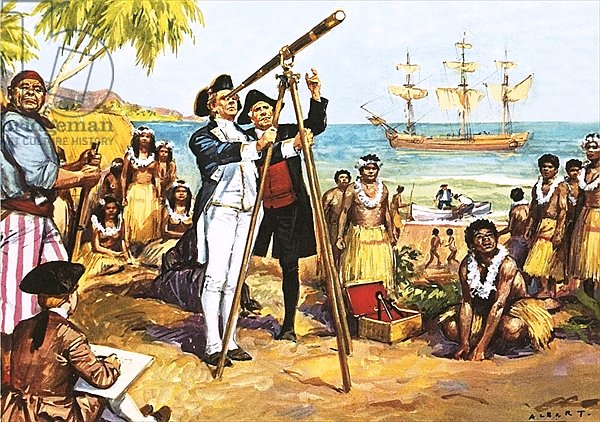 Captain Cook making astronomical observations at Tahiti