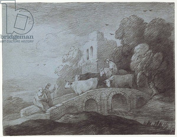Wooded Landscape with Herdsman Driving Cattle
