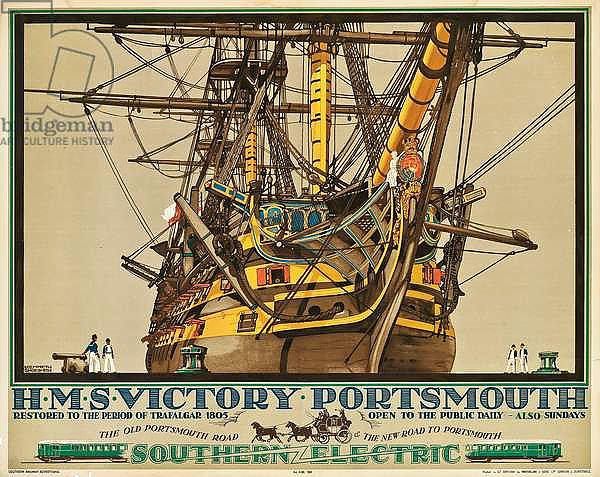 H.M.S. Victory, Portsmouth, poster advertising Southern Electric Railways