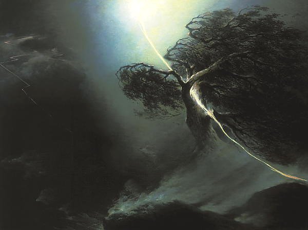 Постер Воробьев Максим Дуб, раздробленный молнией. Аллегория на смерть жены художника. 1842