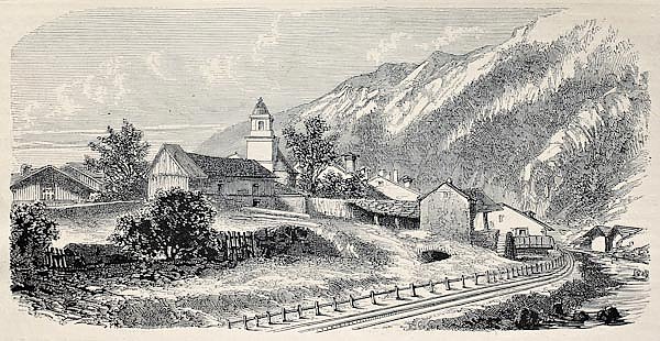 Mont Cenis railway station at Lanslebourg. Created by De Bar and Cosson-Smeeton, publ. on L'Illustra