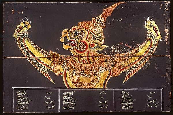 Leaf of a manuscript on Thai military art depicting the image of a Garuda, 1815