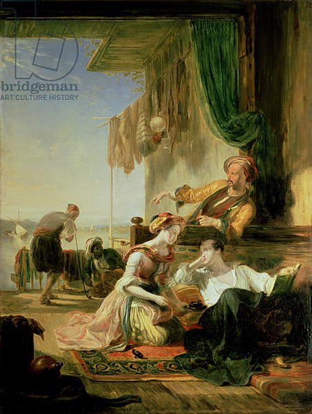 Lord Byron reposing in the house of a fisherman having swum the Hellespont, 1831