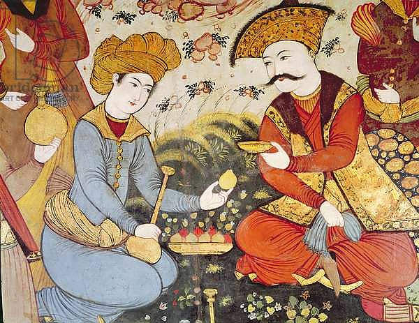 Shah Abbas I and a Courtier offering fruit and drink 2