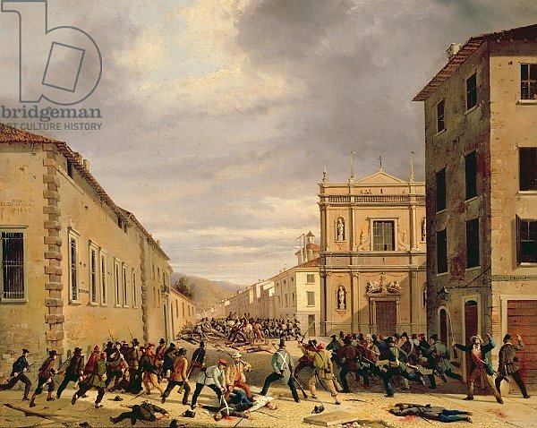 The Battle of 21st March 1849 in the Piazzetta Santa Barnaba in Brescia