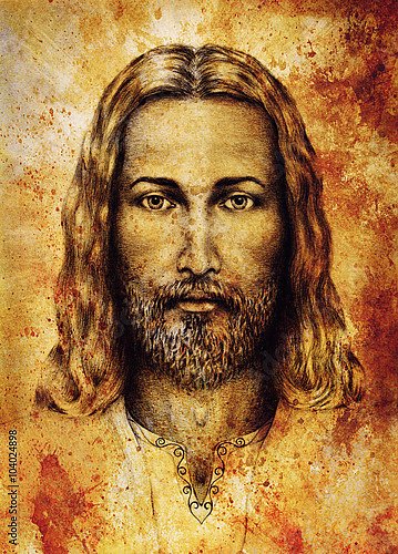Карандашный рисунок Иисуса на старинной бумаге