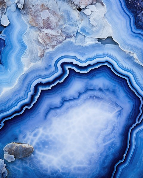 Geode of blue agate stone 4