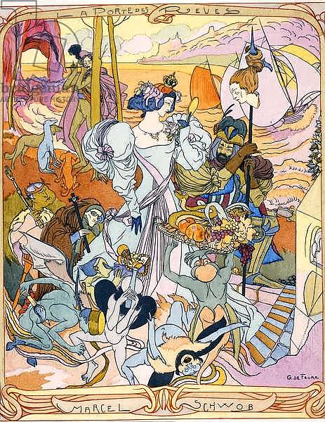 Central panel of a triptych illustration from the book 'La Porte des Reves' by Marcel Schwob, 1899