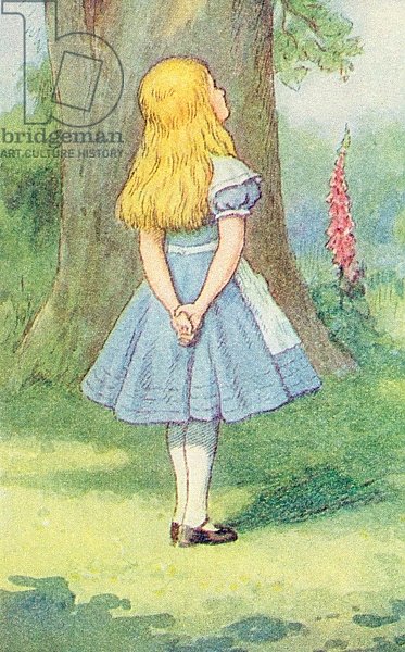 Alice and the Cheshire Cat, illustration from 'Alice in Wonderland' by Lewis Carroll
