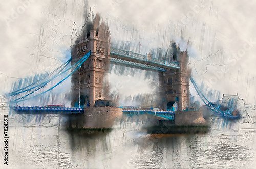 Винтажный вид на Тауэрский мост в Лондоне