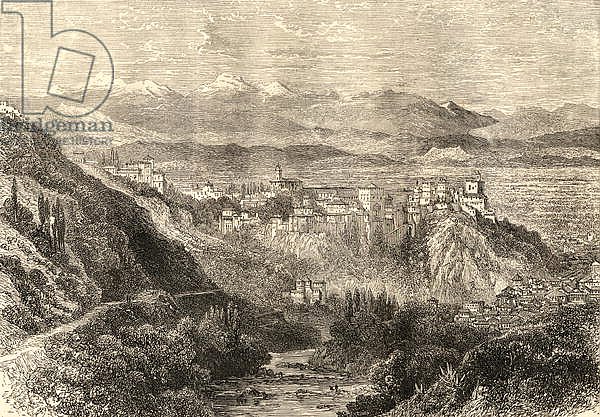 View of Granada, illustration from 'Spanish Pictures' by the Rev. Samuel Manning