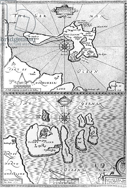 Maps of Holy Island and Farne Island, Northumberland, 1676