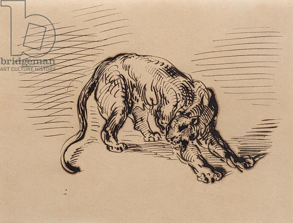 Tiger Frightened by a Snake, 1858
