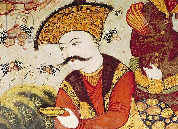Shah Abbas I and a Courtier offering fruit and drink 1