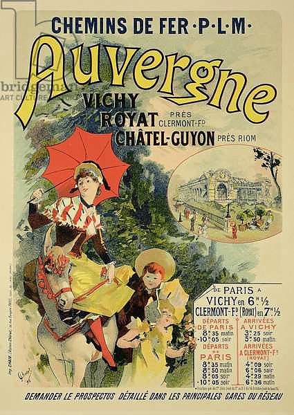 Reproduction of a poster advertising the 'Auvergne Railway', France, 1892