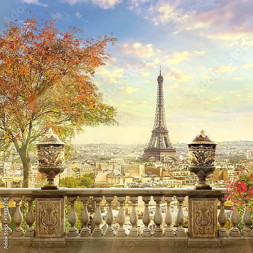 Постер Франция, Париж. Пейзаж с деревом