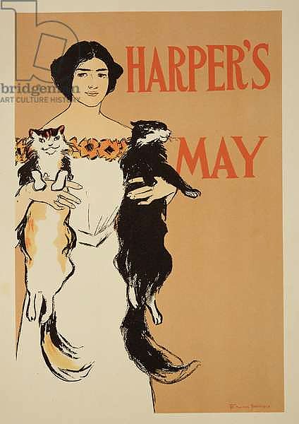 Reproduction of a poster advertising the May Issue of 'Harper's Magazine', 1897