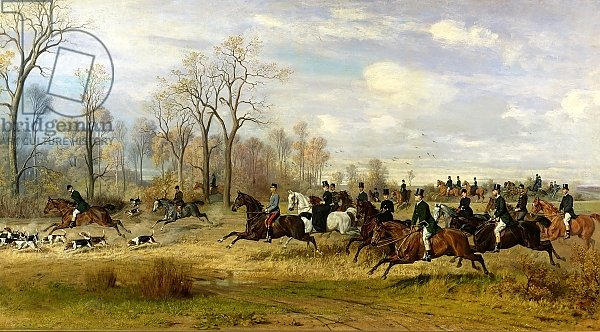 Emperor Franz Joseph I of Austria hunting to hounds in Silesia, 1882