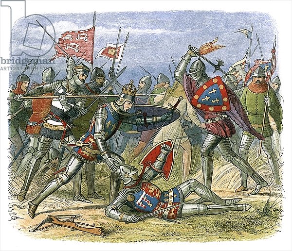 King Henry V attacked by the duke of Alencon at the battle of Agincourt