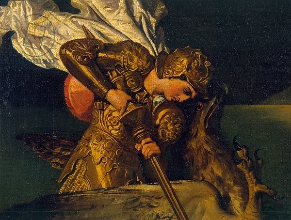 Ruggiero Rescuing Angelica, detail of Ruggiero, 1819