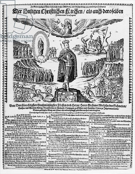 A German broadsheet depicting Gustavus Adolphus as the Champion of the Protestant Cause