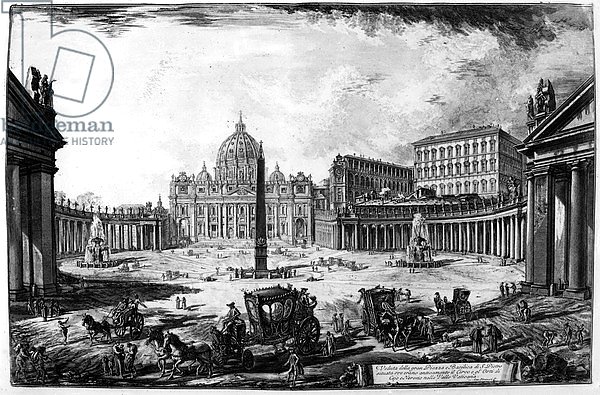 View of St Peter's Basilica and Piazza, from the 'Views of Rome' series, c.1760
