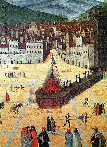 Savonarola Being Burnt at the Stake, Piazza della Signoria, Florence, detail of the fire