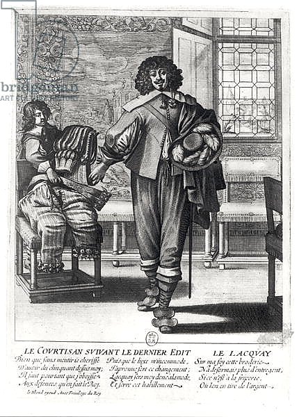 Courtier following the last royal edict in 1633 and his lacquey