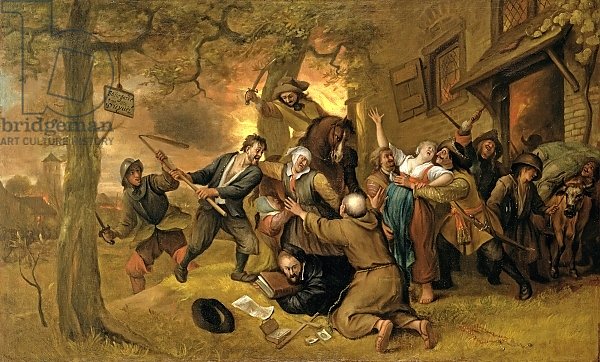 Peasants and Soldiers Outside a Tavern - An Allegory of the Rape of the Netherlands