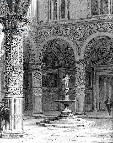 Detail of the Courtyard of the Palazzo Vecchio, 1842