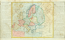 Постер Карта Европы из атласа Geographie Moderne J.B.L. Clouet, 1787 г.