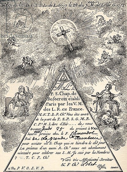 Invitation from the French Chapter of the Freemasons, 1771, published 1932