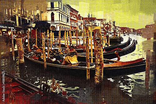 Пристань с гондолами в Венеции