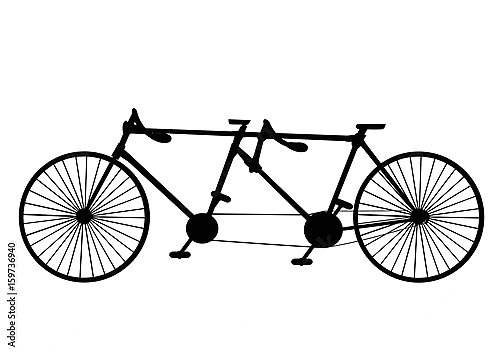 Велосипед тандем на белом фоне