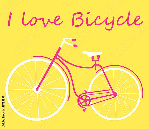 Женский ретро-велосипед на желтом фоне