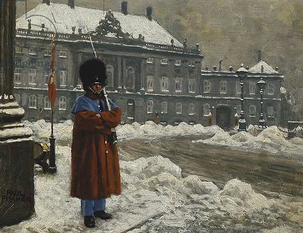 A Royal Life Guard on Duty Outside the Royal Palace Amalienborg, Copenhagen,