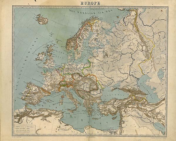 Карта Европы. 1867год