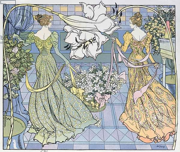 Women surrounded by flowers, c. 1900