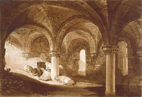 F.39.I The Crypt of Kirkstall Abbey, from the 'Liber Studiorum', 1812