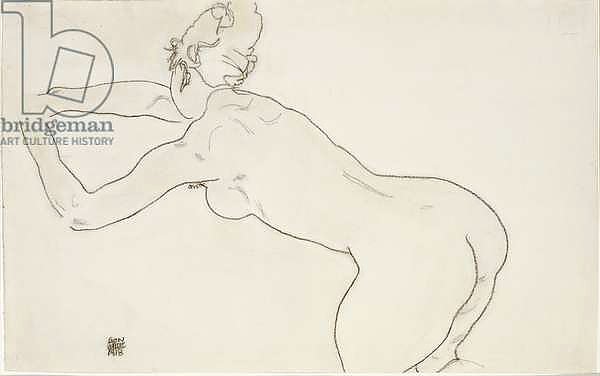 Female nude kneeling and bending forward to the left, 1918