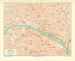 Постер Карта центральной части Парижа, конец 19 в. 1