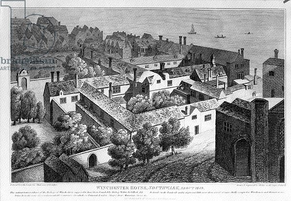Winchester House, Southwark in about 1649, published in 1812
