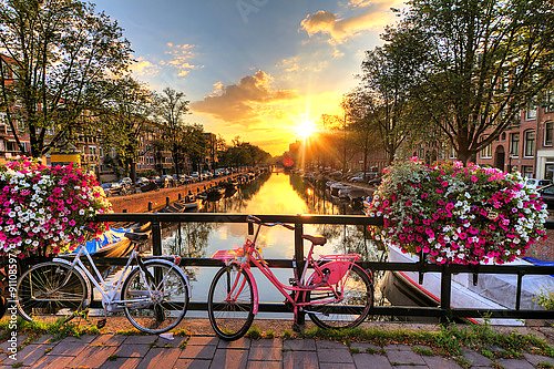 Голландия, Амстердам. Розовый велосипед