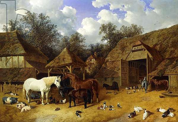 The Artist's Farmyard at Meopham, Kent, with Horses, Shetland Ponies, Pigs, Ducks, Pigeons and Chickens, 1857