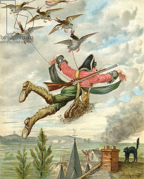 Lifted from earth by ducks, c.1886