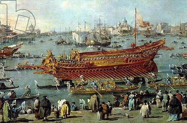 The Departure of the 'Bucentaur' Towards the Venice Lido on Ascension Day, detail of the boat, 1766