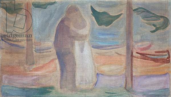 Couple on the beach, 1906-1907, by Edvard Munch, tempera on canvas. Norway, 20th century.