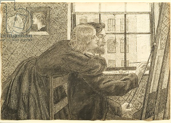 G P Boyce with Fanny Cornforth at Rossetti's Studio, Chatham Place, c.1858