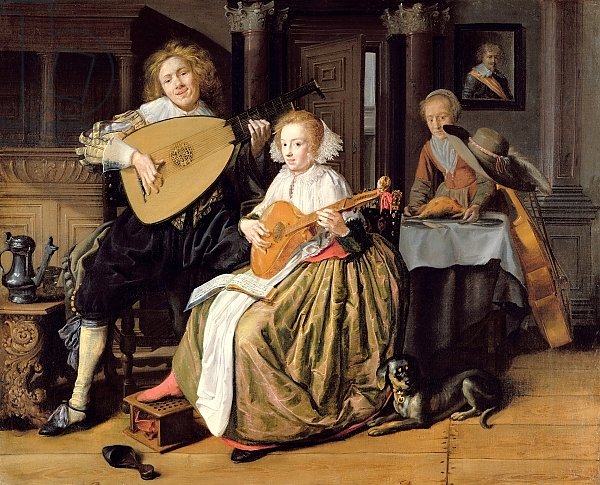 A Young Man Playing a Theorbo and a Young Woman Playing a Cittern, c.1630-32